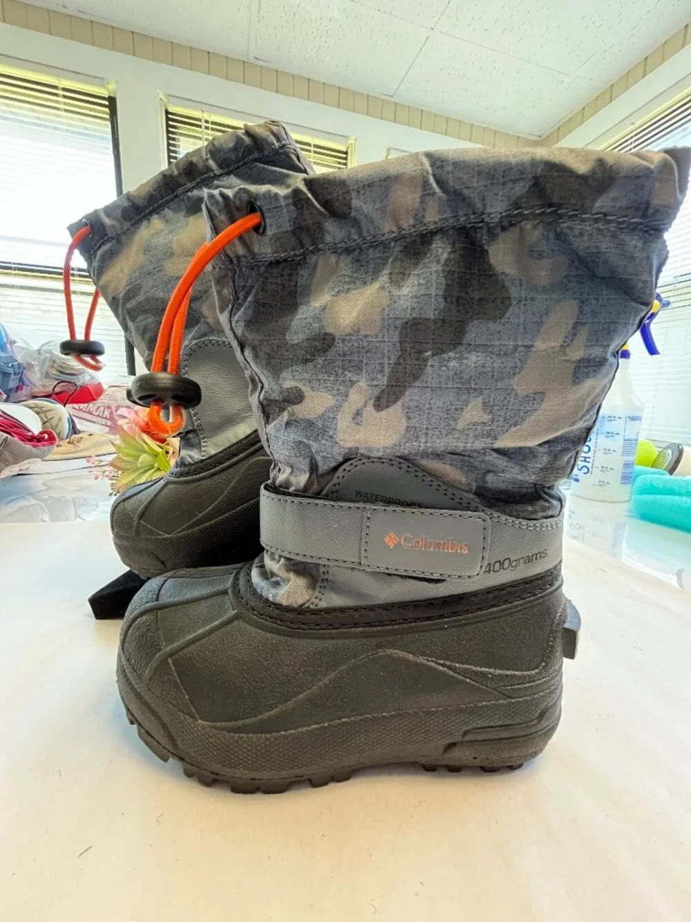 Columbia Powderbug Forty Print Kids Snow Boots Gray Camo 11